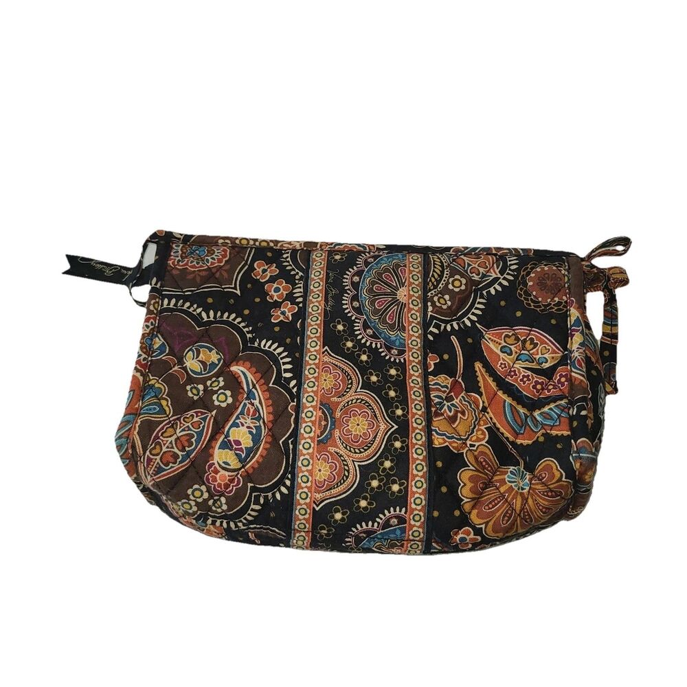 Vera Bradley Canyon Quilted Cosmetic Bag Toiletry Makeup Travel Case Mesh Pocket